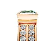 Bezel Engagement Ring Setting for Fancy Green Princess Cut Center with Wide Channel-Set Band and Bezel Head in Rose Gold