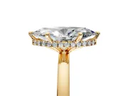 Hidden Halo Engagement Ring Setting for Marquise Center with Plain Band and Tall Prong Head in Yellow Gold