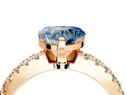 Solitaire Engagement Ring Setting for Fancy Blue Heart-Shaped Center with Single Row Accent Band and Prong Head in Rose Gold