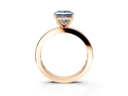 Solitaire Engagement Ring Setting for Fancy Blue Princess Cut Center with Channel Baguette Band and Prong Head in Rose Gold