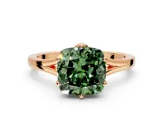 Solitaire Engagement Ring Setting for Fancy Green Cushion Cut Center with Plain Split Shank and Prong Head in Rose Gold