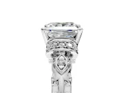 Solitaire Engagement Ring Setting for Princess Cut Center with Filigree Band and Prong Head in Platinum