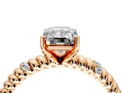 Rope Engagement Ring Setting for Emerald Cut Center with Accent Shoulders and Prong Head in Rose Gold