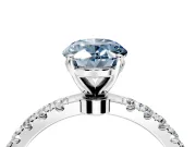 Open Basket Engagement Ring Setting for Fancy Blue Oval Center with Pave Band and Prong Head in Platinum