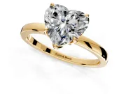Solitaire Engagement Ring Setting for Heart-Shaped Center with Thin Rounded Plain Band and Prong Head in Yellow Gold