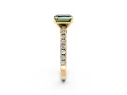 Solitaire Engagement Ring Setting for Fancy Green Asscher Cut Center with Single Row Accent Band and Prong Head in Yellow Gold