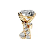 Solitaire Engagement Ring Setting for Heart-Shaped Center with Bar-Station Pave Twist and Prong Head in Yellow Gold