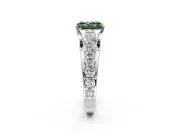 Solitaire Engagement Ring Setting for Fancy Green Radiant Cut Center with Graduated Shared Prongs and Prong Head in Sterling Silver