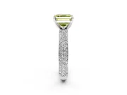 Solitaire Engagement Ring Setting for Fancy Yellow Asscher Cut Center with Domed Multi-Row Pave Band and Prong Head in Sterling Silver