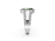 Halo Engagement Ring Setting for Fancy Green Marquise Center with Wide-Open Pave Split Shank and Prong Head in Platinum
