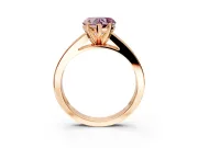 Solitaire Engagement Ring Setting for Fancy Pink Heart-Shaped Center with Princess Cut Channel Band and Prong Head in Rose Gold