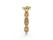 Solitaire Engagement Ring Setting for Fancy Yellow Oval Center with Marquise Panel Band and Prong Head in Yellow Gold