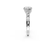 5 Stone Engagement Ring Setting for Princess Cut Center with Plain Band and Prong Head in Platinum