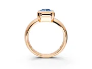 Solitaire Engagement Ring Setting for Fancy Blue Radiant Cut Center with Wide Band and Bezel Head in Rose Gold