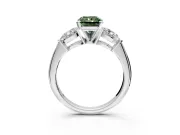 3 Stone Engagement Ring Setting for Fancy Green Radiant Cut Center with Large Pear-Shaped Accents and Prong Head in White Gold