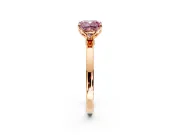 Solitaire Engagement Ring Setting for Fancy Pink Cushion Cut Center with Thin Rounded Plain Band and Prong Head in Rose Gold