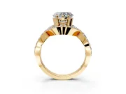 Halo Engagement Ring Setting for Heart-Shaped Center with Pave Infinity Twist Band and Prong Head in Yellow Gold