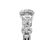 5 Stone Engagement Ring Setting for Cushion Cut Center with Graduated Accents and Prong Head in Sterling Silver
