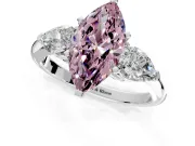 3 Stone Engagement Ring Setting for Fancy Pink Marquise Center with Large Pear-Shaped Accents and Prong Head in Platinum