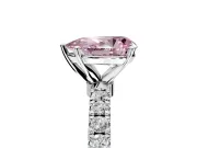 Open Basket Engagement Ring Setting for Fancy Pink Pear-Shaped Center with Pave Band and Prong Head in Platinum
