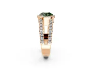 Halo Engagement Ring Setting for Fancy Green Round Cut Center with Wide-Open Pave Split Shank and Prong Head in Rose Gold