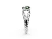 Halo Engagement Ring Setting for Fancy Green Heart-Shaped Center with Rope Twist Split Shank and Prong Head in Platinum