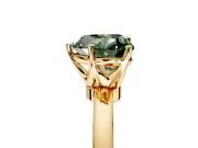 Solitaire Engagement Ring Setting for Fancy Green Heart-Shaped Center with Plain Band and Tulip Prong Head in Yellow Gold