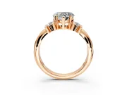 Solitaire Engagement Ring Setting for Heart-Shaped Center with Grooved Bar Accent Band and Prong Head in Rose Gold
