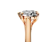Solitaire Engagement Ring Setting for Heart-Shaped Center with Cathedral Band and Prong Head in Rose Gold