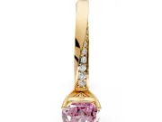 Side Accent Engagement Ring Setting for Fancy Pink Cushion Cut Center with Accent Shoulders and Prong Head in Yellow Gold