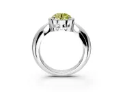 Halo Engagement Ring Setting for Fancy Yellow Round Cut Center with Tapered Plain Band and Prong Head in Platinum