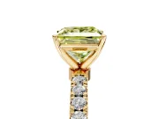 Open Basket Engagement Ring Setting for Fancy Yellow Princess Cut Center with Pave Band and Prong Head in Yellow Gold