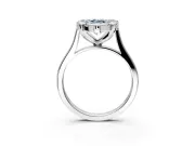 Single Halo Engagement Ring Setting for Fancy Blue Pear-Shaped Center with Corner Claws, Plain Band and Prong Head in Platinum