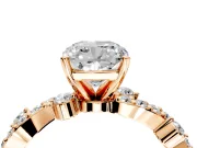 Solitaire Engagement Ring Setting for Cushion Cut Center with Bar-Station Pave Twist and Prong Head in Rose Gold