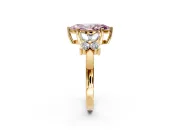 Floral Engagement Ring Setting for Fancy Pink Marquise Center with Marquise Cluster Shoulders and Prong Head in Yellow Gold