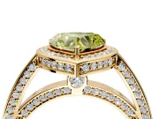 Halo Engagement Ring Setting for Fancy Yellow Heart-Shaped Center with Framed Halo, Pave Band and Prong Head in Yellow Gold