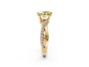 Solitaire Engagement Ring Setting for Fancy Yellow Oval Center with Half-Pave Crossover Band and Prong Head in Yellow Gold