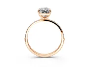 Solitaire Engagement Ring Setting for Radiant Cut Center with Pave Accents and Prong Head in Rose Gold