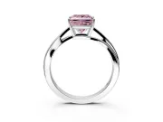 Solitaire Engagement Ring Setting for Fancy Pink Princess Cut Center with Plain Bypass Twist Band and Prong Head in Platinum