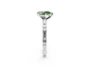 Solitaire Engagement Ring Setting for Fancy Green Pear-Shaped Center with Bamboo Band and Prong Head in Sterling Silver