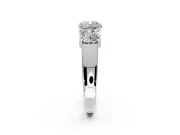 3 Stone Engagement Ring Setting for Cushion Cut Center with Raised Basket Heads and Prong Head in Sterling Silver