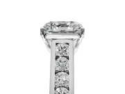Solitaire Engagement Ring Setting for Asscher Cut Center with Round Cut Channel Band and Prong Head in Platinum