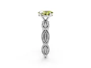 Solitaire Engagement Ring Setting for Fancy Yellow Oval Center with Marquise Panel Band and Prong Head in Sterling Silver