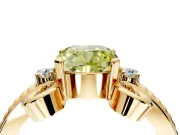 Solitaire Engagement Ring Setting for Fancy Yellow Cushion Cut Center with Twisted Band and Scroll Prong Head in Yellow Gold