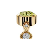 Vintage Station Engagement Ring Setting for Fancy Yellow Round Cut Center with Accents and Prong Head in Yellow Gold
