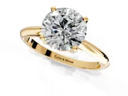 Solitaire Engagement Ring Setting for Round Cut Center with Knife Ridge Band and Claw Prong Head in Yellow Gold