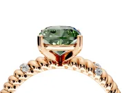 Rope Engagement Ring Setting for Fancy Green Cushion Cut Center with Accent Shoulders and Prong Head in Rose Gold