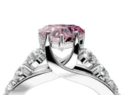 Solitaire Engagement Ring Setting for Fancy Pink Heart-Shaped Center with Graduated Shared Prongs and Prong Head in Sterling Silver