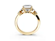 Floral Engagement Ring Setting for Asscher Cut Center with Marquise Cluster Shoulders and Prong Head in Yellow Gold