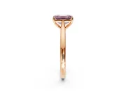 Solitaire Engagement Ring Setting for Fancy Pink Emerald Cut Center with Narrow Cathedral Band and Prong Head in Rose Gold